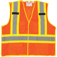 5-Point Tear-Away Premium Safety Vest , High Visibility Orange, Large/X-Large, Polyester, CSA Z96 Class 2 - Level 2 SFQ532 | Action Paper