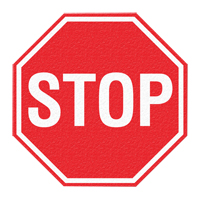 "Stop" Floor Sign, Adhesive, English with Pictogram Action Paper