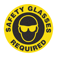 "Safety Glasses" Floor Sign, Adhesive, English with Pictogram Action Paper