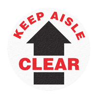 "Keep Aisle Clear" Floor Sign, Adhesive, English with Pictogram Action Paper