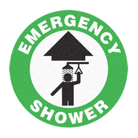 "Emergency Shower" Floor Sign, Adhesive, English with Pictogram Action Paper