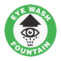 "Eye Wash Fountain" Floor Sign, Adhesive, English with Pictogram Action Paper