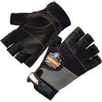 Gants demi-doigts en cuir r&eacute;duisant les impacts ProFlex 901, Petit, Paume en Cuir fleur, Poignet Boucle et crochet Action Paper