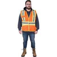 Flame-Resistant Surveyor Vest, High Visibility Orange, Large, Polyester Action Paper