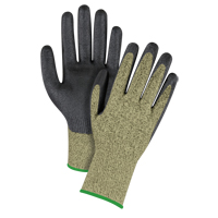 Gants &eacute;lastiques sans coutures r&eacute;sistants &agrave; la coupe noir & jaune, Taille Moyen/8, Calibre 13, Rev&ecirc;tement Mousse de nitrile, Enveloppe en Aramide, ASTM ANSI niveau A6 Action Paper