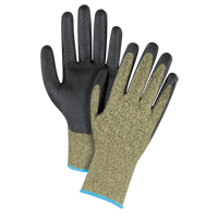 Gants &eacute;lastiques sans coutures r&eacute;sistants &agrave; la coupe noir & jaune, Taille T-Grand/10, Calibre 13, Rev&ecirc;tement Mousse de nitrile, Enveloppe en Aramide, ASTM ANSI niveau A6 Action Paper