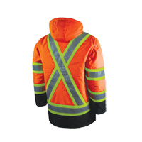 Lined Safety Parka, High Visibility Orange, Large Action Paper