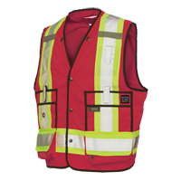 Veste de s&eacute;curit&eacute; pour arpenteur, Rouge, Grand, Polyester Action Paper