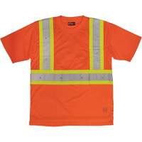 Short-Sleeved Safety T-Shirt with Pocket, Polyester, Large, High Visibility Orange Action Paper