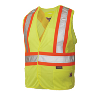 Veste de s&eacute;curit&eacute; d&eacute;tachable en cinq points, Jaune lime haute visibilit&eacute;, Grand/T-Grand, Polyester Action Paper