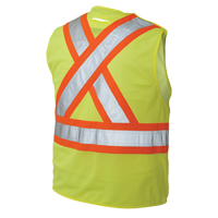 Veste de s&eacute;curit&eacute; d&eacute;tachable en cinq points, Jaune lime haute visibilit&eacute;, Grand/T-Grand, Polyester Action Paper