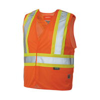 Veste de s&eacute;curit&eacute; d&eacute;tachable en cinq points, Orange haute visibilit&eacute;, Grand/T-Grand, Polyester Action Paper