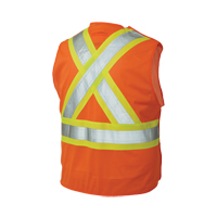Veste de s&eacute;curit&eacute; d&eacute;tachable en cinq points, Orange haute visibilit&eacute;, Grand/T-Grand, Polyester Action Paper