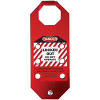 Stopout&reg; OSHA Danger Aluma-Tag Locked Out Do Not Operate Hasp, Red Action Paper