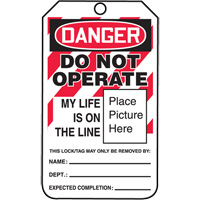 Do Not Operate Danger Lockout Tagout Tags, Cardstock, 3-1/4" W x 5-3/4" H, English Action Paper