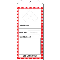 GHS Jumbo Tags, Cardstock, 3-7/8" W x 8-1/2" H, English Action Paper
