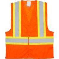 Traffic Safety Vest, High Visibility Orange, 2X-Large, Polyester Action Paper