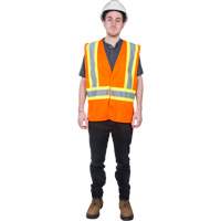Traffic Safety Vest, High Visibility Orange, 2X-Large, Polyester Action Paper