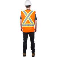 Traffic Safety Vest, High Visibility Orange, 2X-Large, Polyester Action Paper