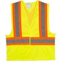 Traffic Safety Vest, High Visibility Lime-Yellow, 2X-Large, Polyester Action Paper