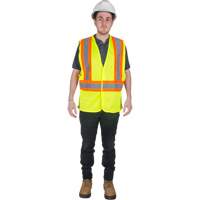 Traffic Safety Vest, High Visibility Lime-Yellow, 2X-Large, Polyester Action Paper