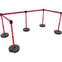 Ensemble de cinq montants pour barri&egrave;re PLUS, Plastique, 42" h, Ruban Rouge, Longueur du ruban 15' Action Paper