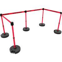 Ensemble de cinq montants pour barri&egrave;re PLUS, Plastique, 42" h, Ruban Rouge, Longueur du ruban 15' Action Paper