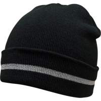 Knit Hat with Silver Reflective Stripe, One Size, Black Action Paper