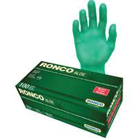 Disposable Gloves with Aloe, Medium, Vinyl, 5-mil, Powder-Free, Green Action Paper