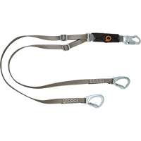 V-Series Tie-Back Lanyard, 6', Carabiner Center, Snap Hook Leg Ends, Polyester Action Paper