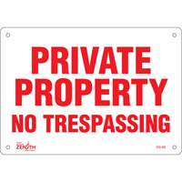 Enseigne Private Property, 7" x 10", Plastique, Anglais Action Paper