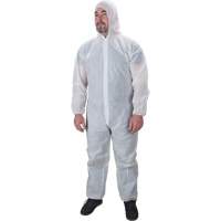 Hooded Coveralls, Medium, White, Polypropylene Action Paper