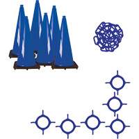 Ensemble de c&ocirc;nes de signalisation et chaînes, 28", Bleu Action Paper