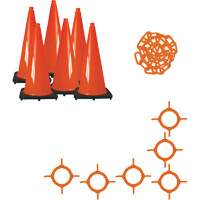 Ensemble de c&ocirc;nes de signalisation et chaînes, 28", Orange Action Paper