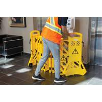 Portable Mobile Barrier, 40" H x 13' L, Yellow Action Paper