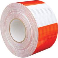 High Intensity Prismatic Grade Barricade Sheeting, 4" W x 150' L, 19 mils, Orange and White Action Paper