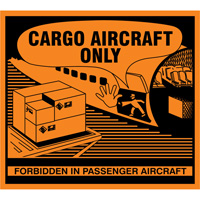 "Cargo Aircraft Only" Handling Labels, 4-3/4" L x 4-1/4" W, Orange SGQ527 | Action Paper