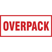 "Overpack" Handling Labels, 6" L x 2-1/2" W, Red on White SGQ528 | Action Paper