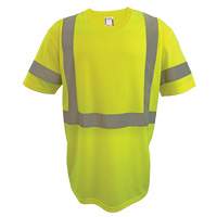 Short Sleeve Safety T-Shirt, Polyester, 2X-Large, High Visibility Lime-Yellow Action Paper