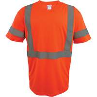 Short Sleeve Safety T-Shirt, Polyester, 2X-Large, High Visibility Orange Action Paper