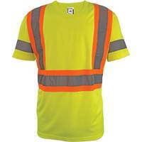 Short Sleeve Safety T-Shirt, Polyester, 2X-Large, High Visibility Lime-Yellow Action Paper