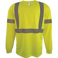 Long Sleeve Safety Shirt, Polyester, 2X-Large, High Visibility Lime-Yellow Action Paper