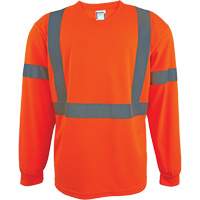 Long Sleeve Safety Shirt, Polyester, 2X-Large, High Visibility Orange Action Paper