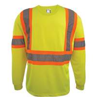 Long Sleeve Safety Shirt, Polyester, 2X-Large, High Visibility Lime-Yellow Action Paper