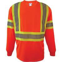 Long Sleeve Safety Shirt, Polyester, 2X-Large, High Visibility Orange Action Paper