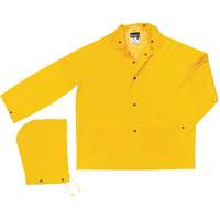 Classic Series Rain Jacket with Detachable Hood, Polyester/PVC, Large, Yellow Action Paper