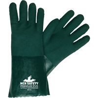 Chemical Resistant Gloves, Size Large, 14" L, PVC, Jersey Inner Lining Action Paper