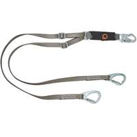 V-Series Tie-Back Lanyard, 6', Carabiner Center, Snap Hook Leg Ends, Nylon Action Paper