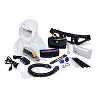 Versaflo Powered Air Purifying Respirator Easy Clean Kit, Loose Fitting Hood & Faceshield, Lithium-Ion Battery Action Paper