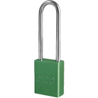 American Lock&reg; Safety Padlock, Green, Keyed Different, Aluminum, 1-1/2" Width Action Paper